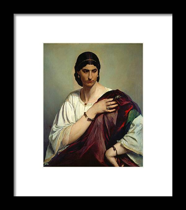 Anselm Feuerbach Framed Print featuring the painting Half-Length Portrait of a Roman Woman by Anselm Feuerbach