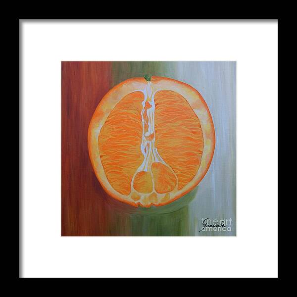 Fruit Framed Print featuring the painting Half Orange by Graciela Castro