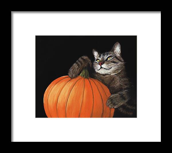 Cat Framed Print featuring the painting Halloween Cat by Anastasiya Malakhova