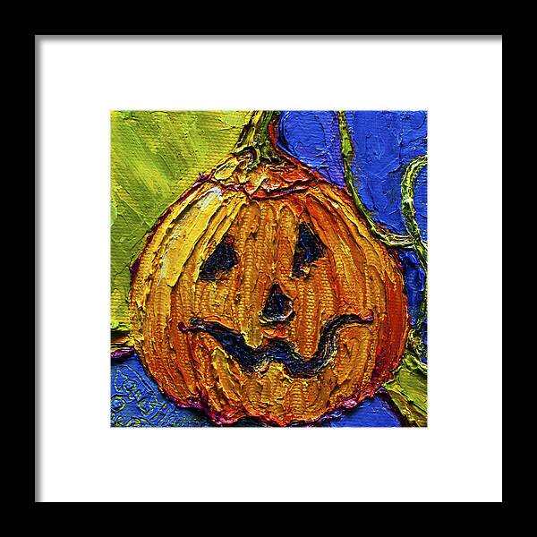 Pumpkin Paintings Framed Print featuring the painting Halloween Jack-O-Lantern by Paris Wyatt Llanso