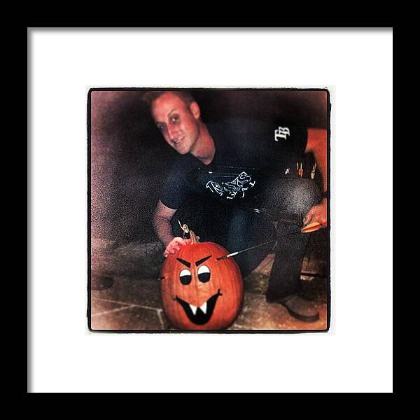 Bowandarrow Framed Print featuring the photograph #halloween #pumpkin #bowandarrow by Eric Arnold