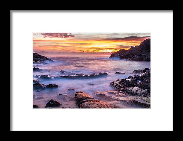 Aqua Framed Print featuring the photograph Halona Cove Sunrise 3 by Leigh Anne Meeks