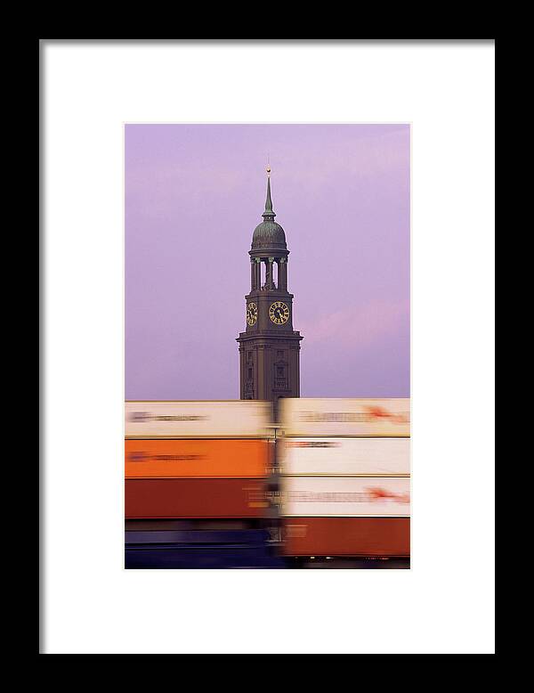 Boxes Framed Print featuring the photograph Hamburg, Germany Container Ship Passing by Marc Steinmetz