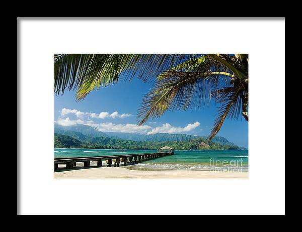 Bay Framed Print featuring the photograph Hanalei Pier and beach by M Swiet Productions