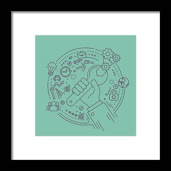Art Framed Print featuring the drawing Hand and Circle Concept by Creative-Touch