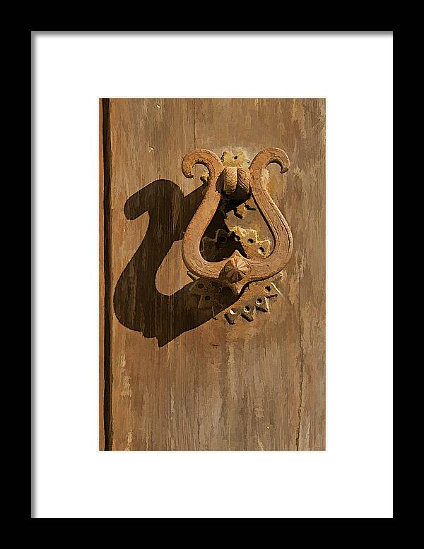Canvas Framed Print featuring the photograph Hand Forged Iron Door Handle II by David Letts