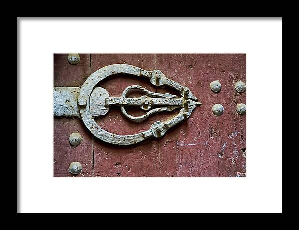 Door Framed Print featuring the photograph Hand of Fatima door hinge by Christopher Byrd