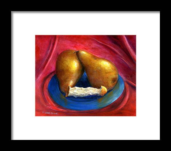 Still Life Framed Print featuring the painting Hand Painted Art Fruit Still Life Pears by Lenora De Lude