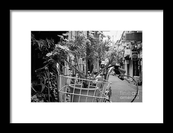 Handlebar Framed Print featuring the photograph Handlebar Flowerpot by Dean Harte