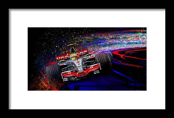 Formula One Framed Print featuring the digital art Hang A Lewy by Alan Greene