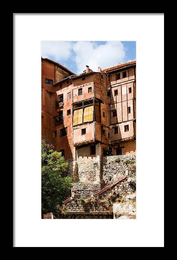 Albarracin Framed Print featuring the photograph Hanging Red Houses by Weston Westmoreland