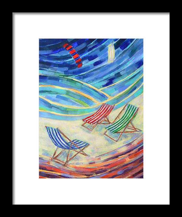 Beach Framed Print featuring the painting Happiness on Port Philip Bay 3 by Zofia Kijak