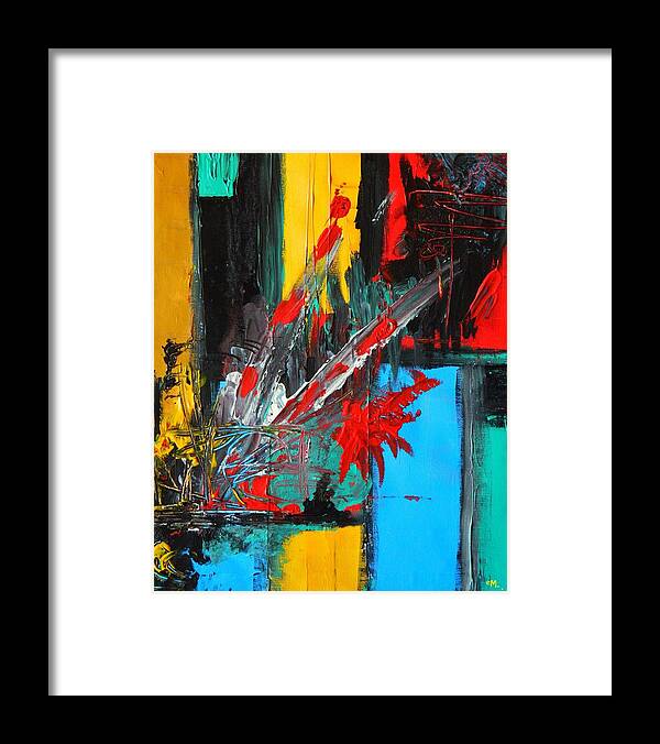Abstract Art Framed Print featuring the painting Happy Accident by Everette McMahan jr