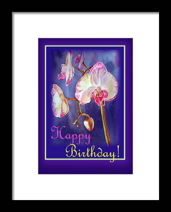 Orchid Framed Print featuring the painting Happy Birthday Orchid by Irina Sztukowski