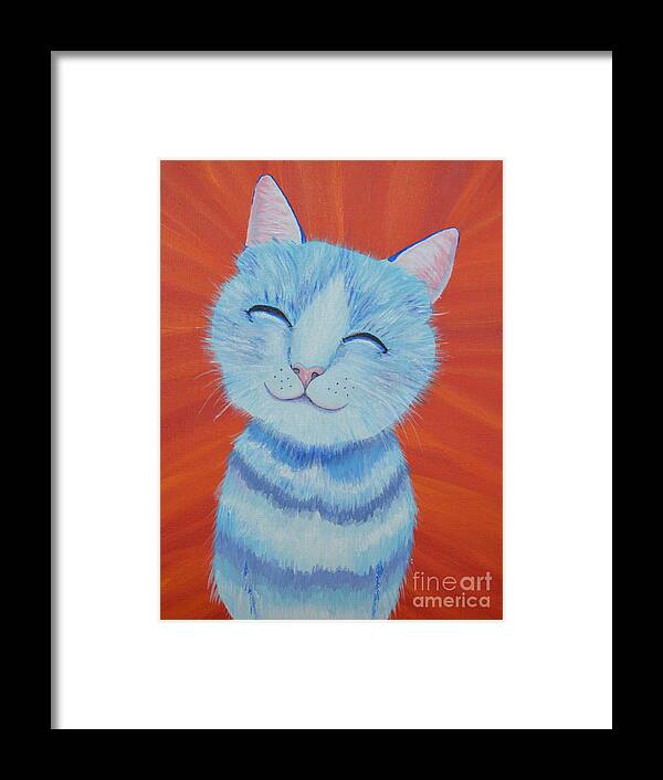 Cat Framed Print featuring the painting Happy Cat by Mary Scott