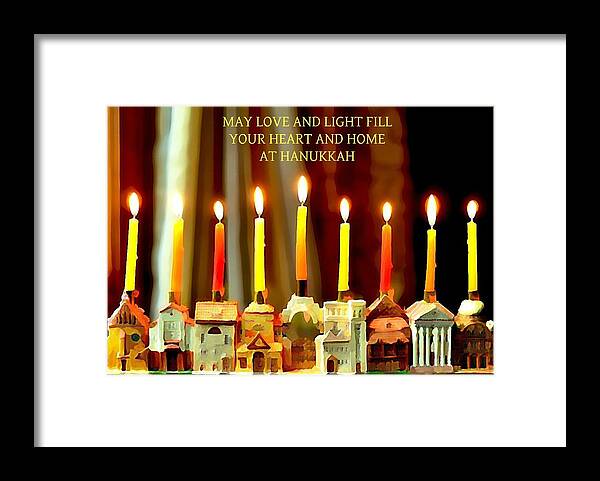 Hanukkah Greeting Framed Print featuring the photograph Happy Hanukkah 5 by Fraida Gutovich