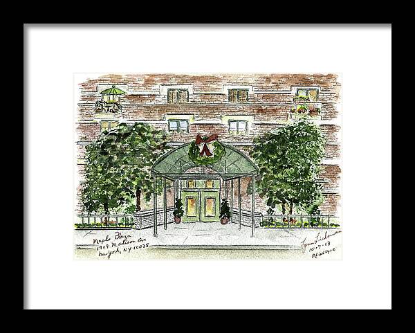 Holiday Card Framed Print featuring the painting Happy Holidays at 1919 Madison Avenue in Harlem by AFineLyne