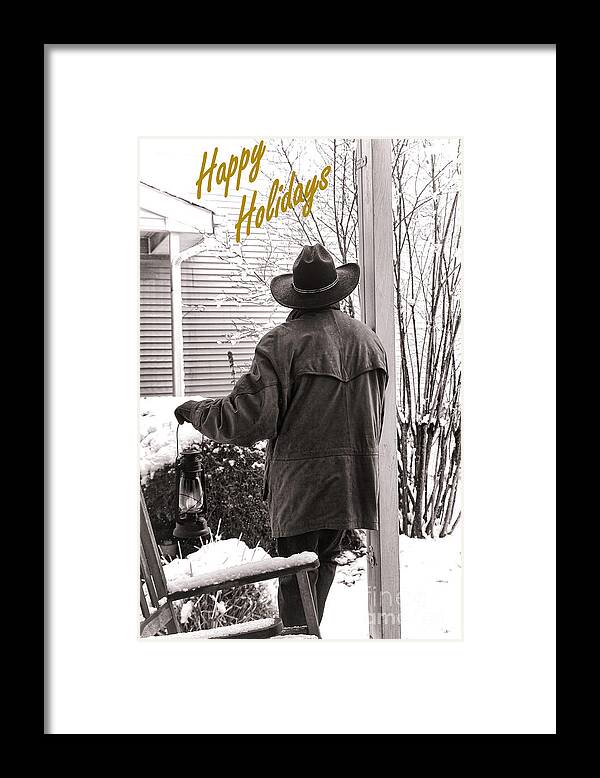 Happy Framed Print featuring the photograph Happy Holidays Cowboy by Olivier Le Queinec