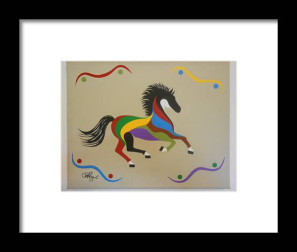 Horse Framed Print featuring the painting Happy Horse by Catherine Velardo