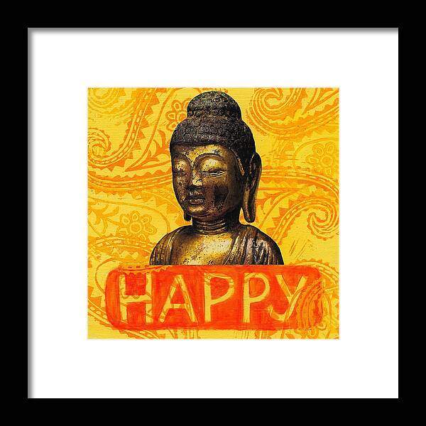  Framed Print featuring the painting Happy by Jennifer Mazzucco