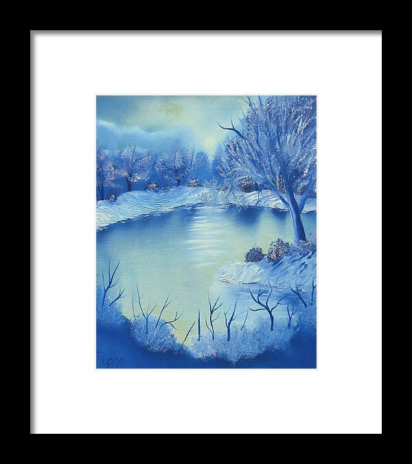 Bob Framed Print featuring the painting Happy Little Winterscape by Ben Pogge
