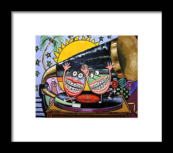 Happy Teeth Framed Print featuring the painting Happy Teeth When Your Smiling by Anthony Falbo