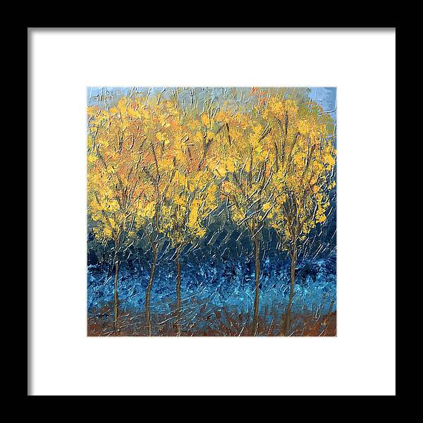 Fall Trees Framed Print featuring the painting Happy Trees by Linda Bailey