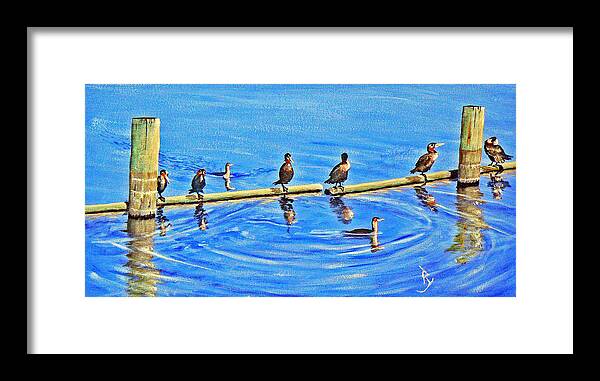Nature Framed Print featuring the painting Harbor Patrol by Ray Nutaitis