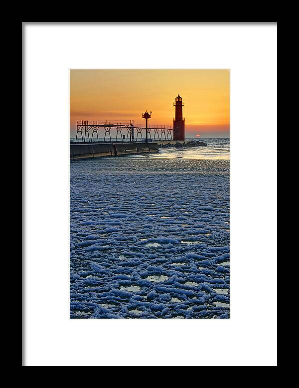 Lighthouse Framed Print featuring the photograph Harbor Slush by Bill Pevlor