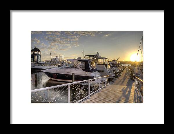Harbor Framed Print featuring the photograph Harbor Sunrise by Michael Donahue