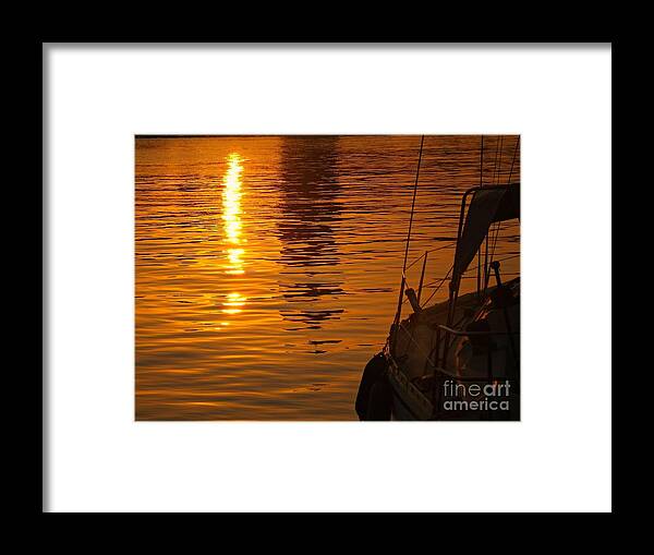 Boat Framed Print featuring the photograph Harbour Sunset by Clare Bevan