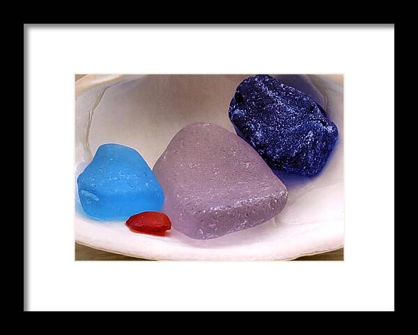 Rare Sea Glass Framed Print featuring the photograph Hard to Find Sea Glass by Janice Drew