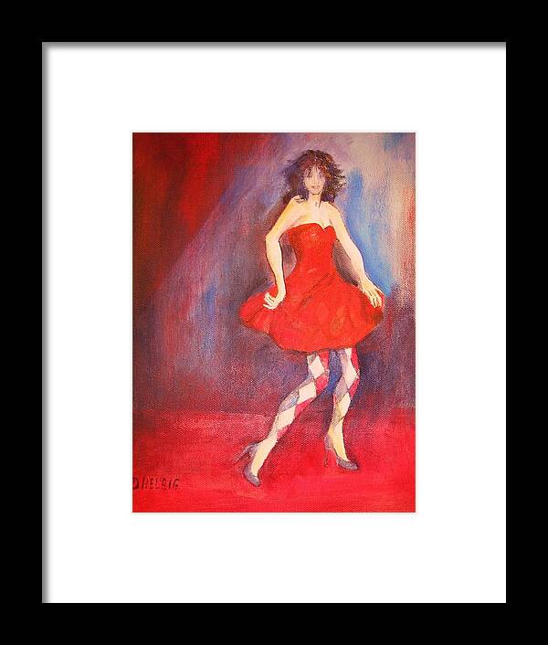 Dancing Harlekin Framed Print featuring the painting Harlekin's Girl by Dagmar Helbig