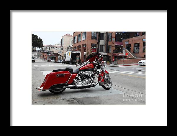 Harley Framed Print featuring the photograph Harley Davidson At Monterey Cannery Row California 5D24765 by Wingsdomain Art and Photography