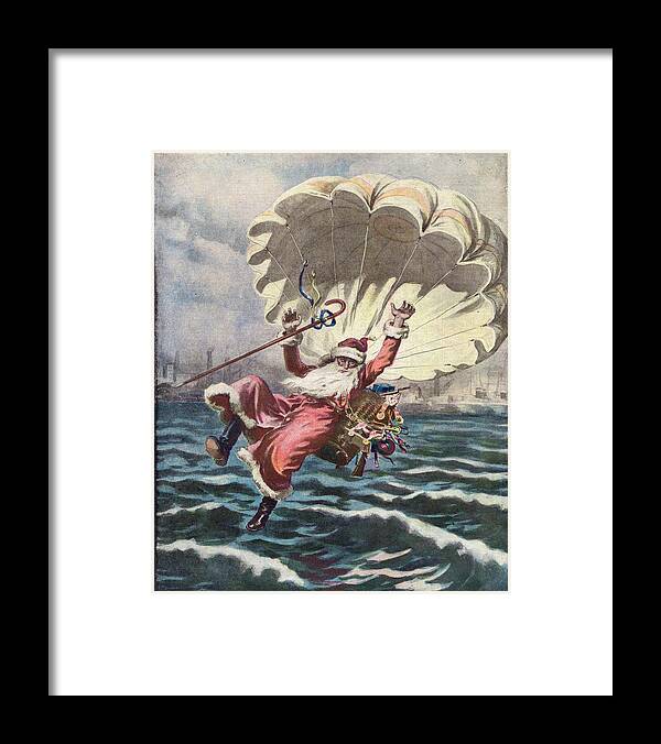 Parachute Framed Print featuring the drawing Harold Kraner, Dressed As Santa Claus by Mary Evans Picture Library