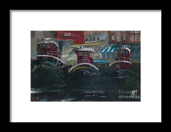 #americana #tugboats Framed Print featuring the painting Harpoon Willy's I by Francois Lamothe