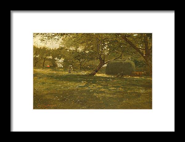 Winslow Homer Framed Print featuring the painting Harvest Scene by Winslow Homer