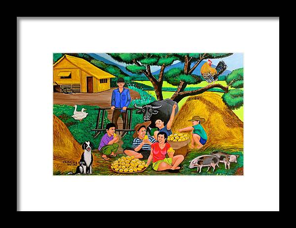 Landscape Framed Print featuring the painting Harvest Time by Cyril Maza