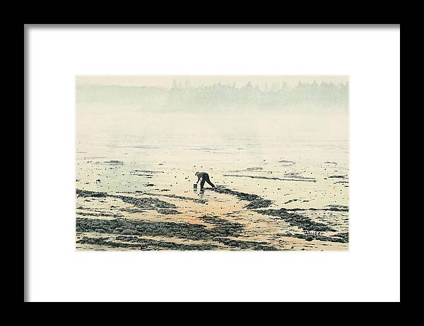 Maine Framed Print featuring the painting Harvesting the Flats by Brent Ander