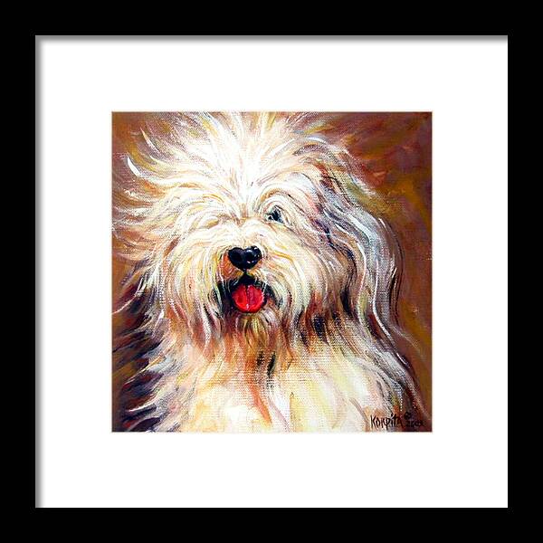 Sheepdog Framed Print featuring the painting Harvey the Sheepdog by Rebecca Korpita