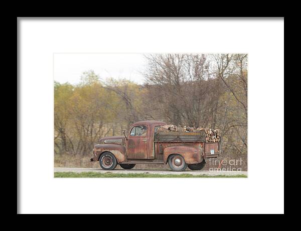 Old Truck Framed Print featuring the photograph Hauling Wood by Kathryn Cornett