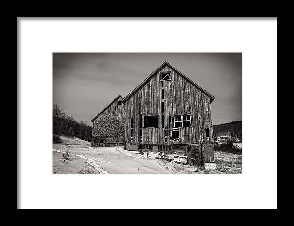 Old Framed Print featuring the photograph Haunted Old Barn by Edward Fielding