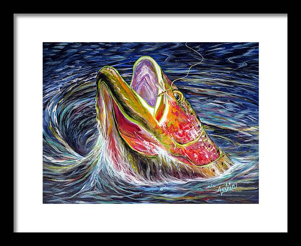 Trout Framed Print featuring the painting Haunted Waters by Teshia Art