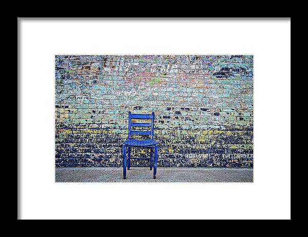 Blue Chair Framed Print featuring the photograph Have A Seat by Kelly Kitchens