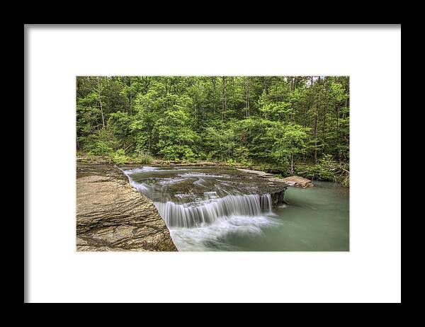 Waterfall Framed Print featuring the photograph Haw Creek Falls from the Bluff - Ozarks - Arkansas by Jason Politte