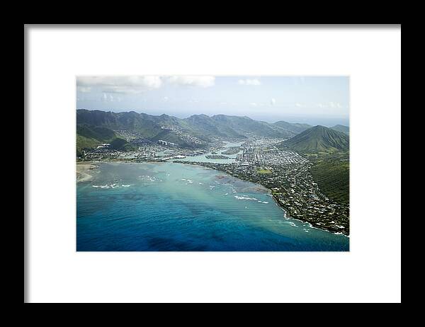 Hawaii Framed Print featuring the photograph Hawaii Kai Aerial by Saya Studios