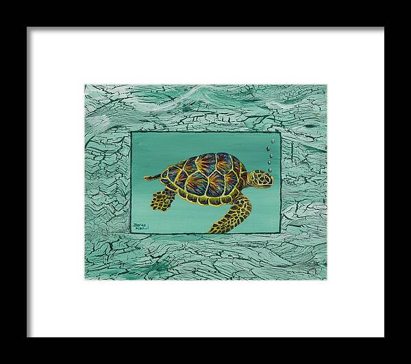 Animal Framed Print featuring the painting Hawaiian Sea Turtle by Darice Machel McGuire
