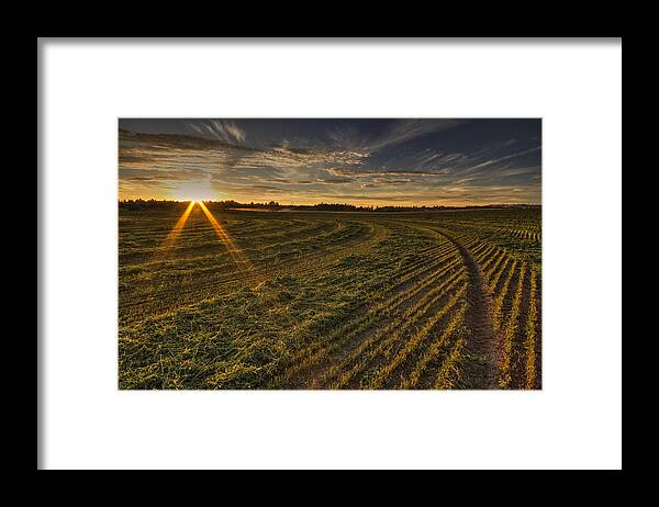 Mark Kiver Framed Print featuring the photograph Hay and Sun Rays by Mark Kiver