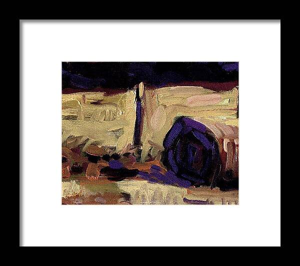 Rob Owen Framed Print featuring the painting Hay Bale nfs by Rob Owen
