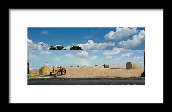 Mural Framed Print featuring the painting Haybales - The other side of the Tunnel by Blue Sky